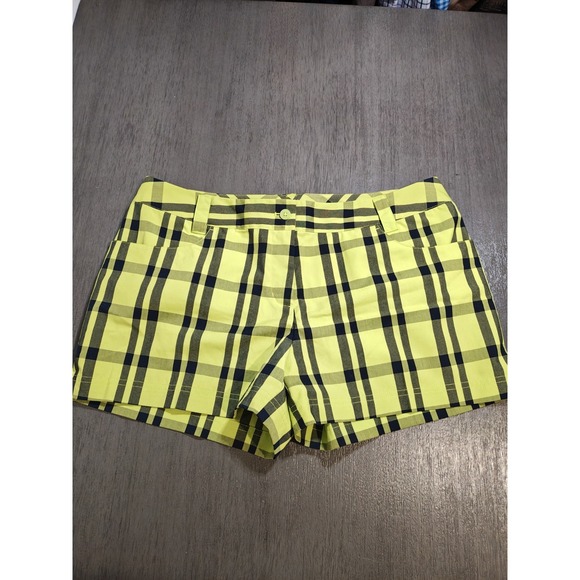 adidas Pants - Adidas Woman's neon green and navy plaid Golf Shorts Size 12